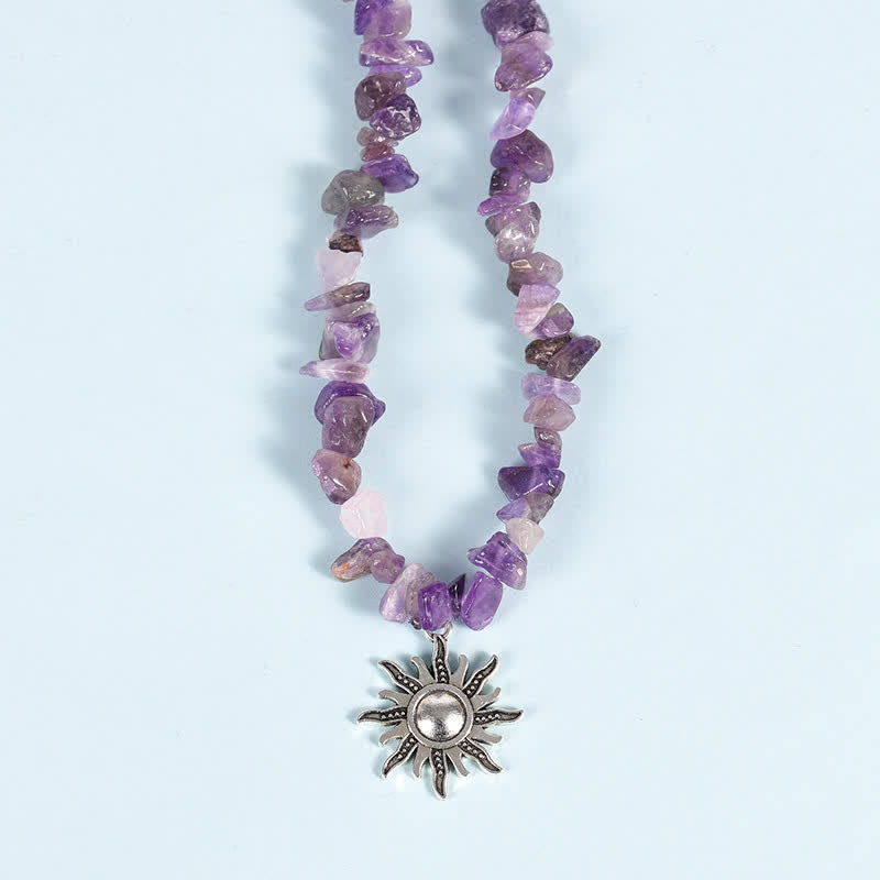 Collar con colgante de perlas de sol y luna con cuentas de grava natural de Olivenorma