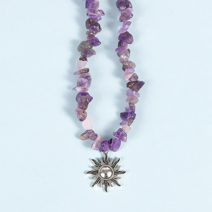 Collar con colgante de perlas de sol y luna con cuentas de grava natural de Olivenorma