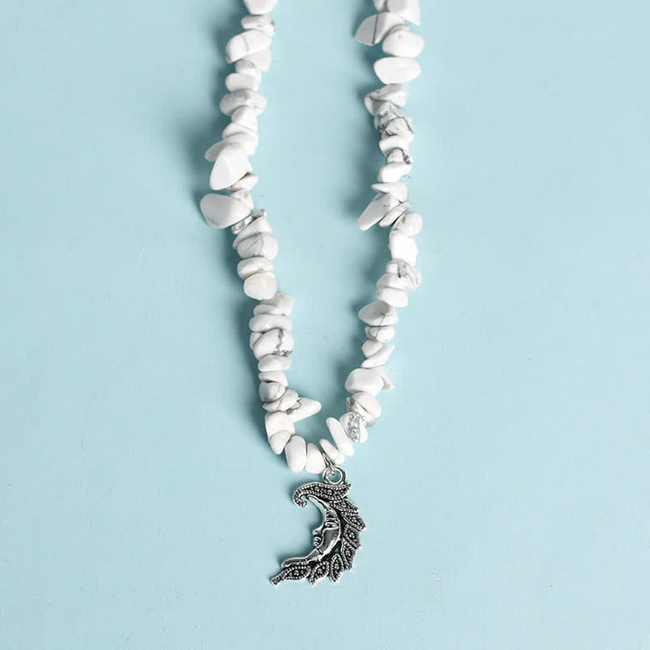 Collar con colgante de perlas de sol y luna con cuentas de grava natural de Olivenorma