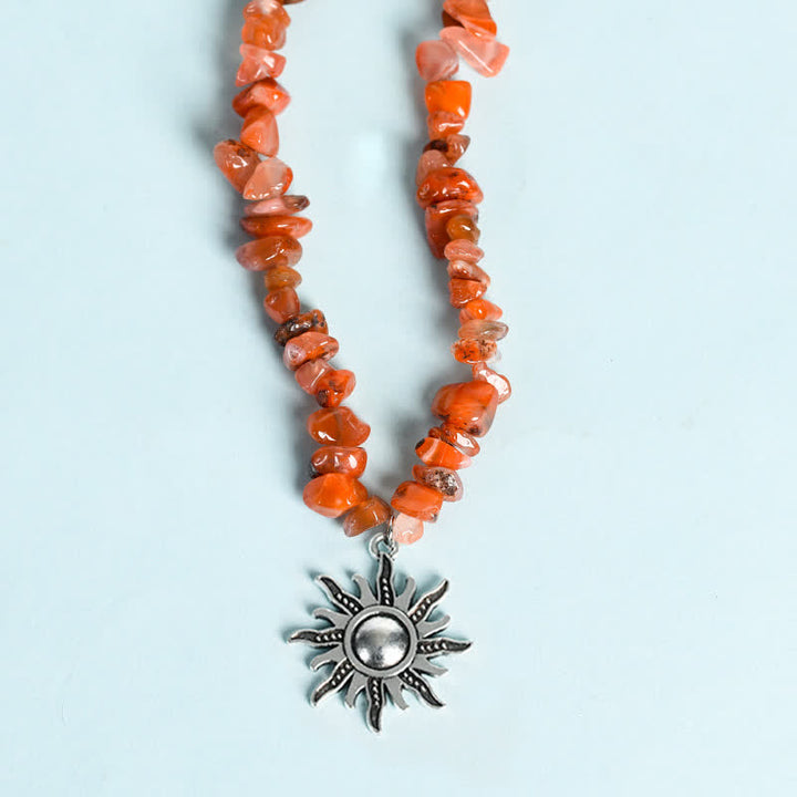 Collar con colgante de perlas de sol y luna con cuentas de grava natural de Olivenorma