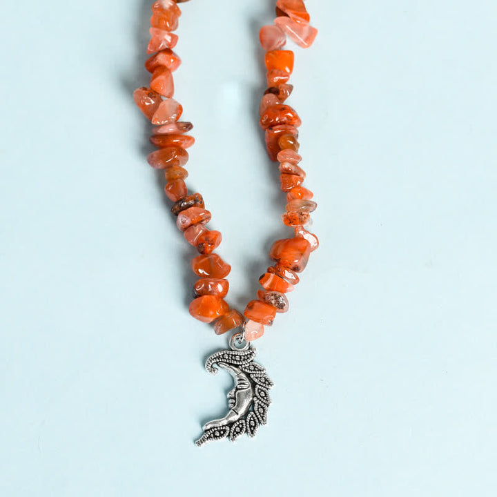 Collar con colgante de perlas de sol y luna con cuentas de grava natural de Olivenorma