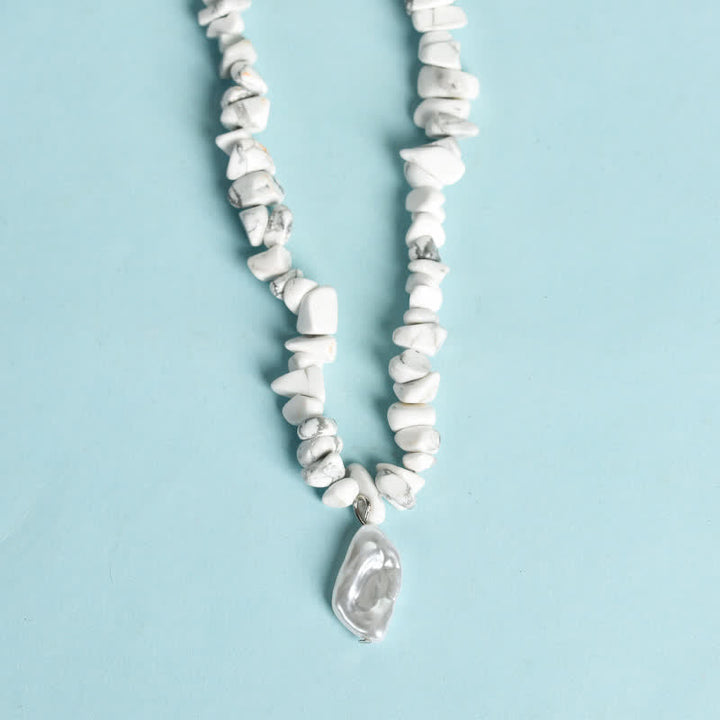 Collar con colgante de perlas de sol y luna con cuentas de grava natural de Olivenorma