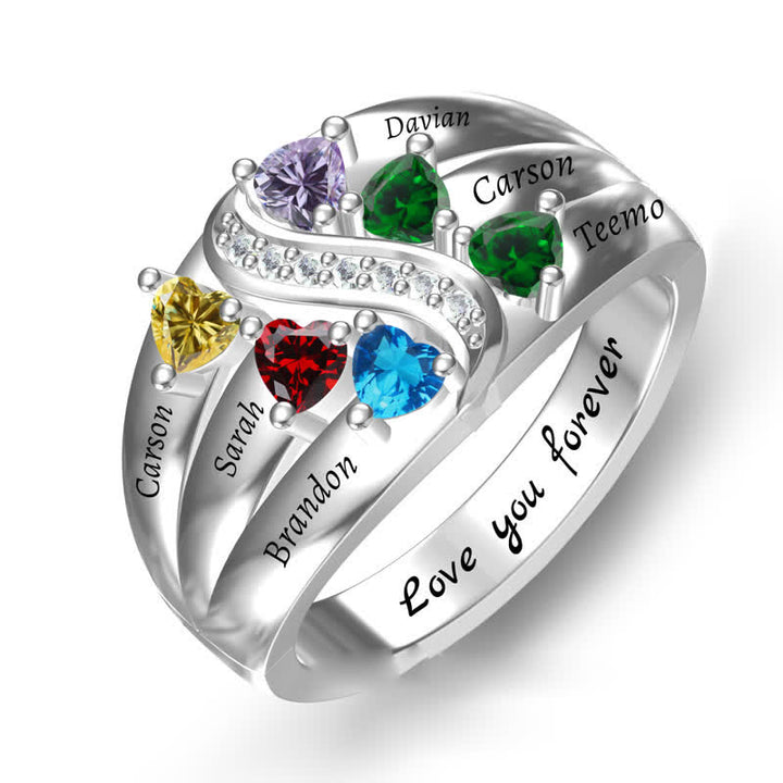 Anillo de plata de ley 925 con nombre personalizado y piedra natal de Olivenorma
