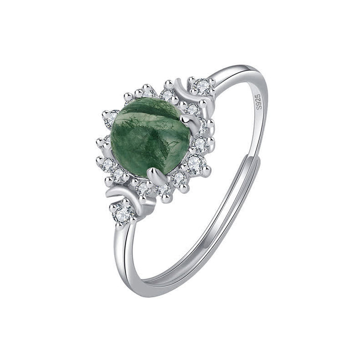 Anillo de girasol con ágata musgosa natural de Olivenorma