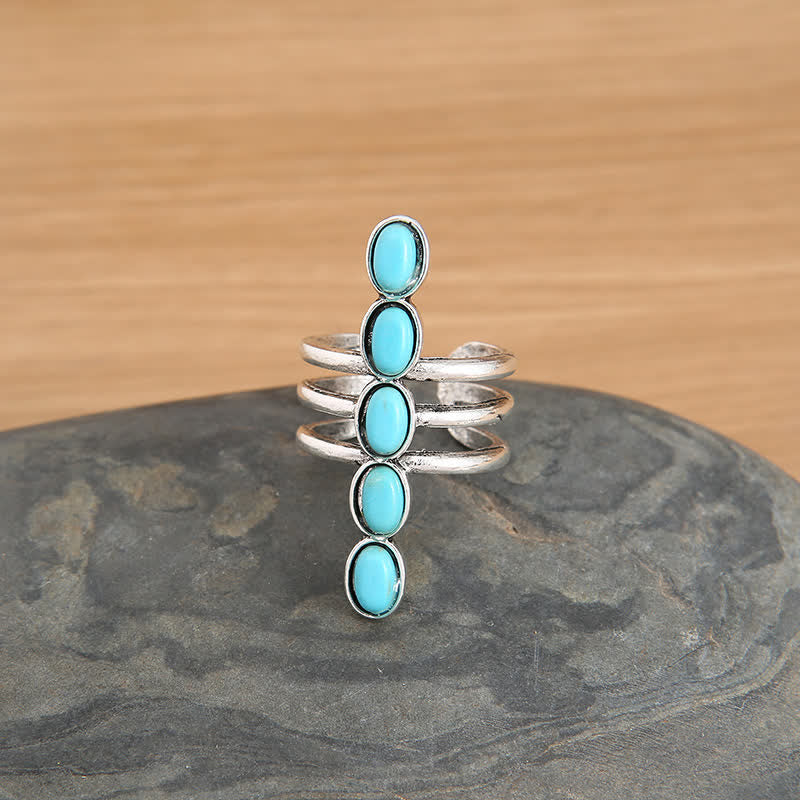 Anillo de aleación con rayas turquesas de Bohemia de Olivenorma