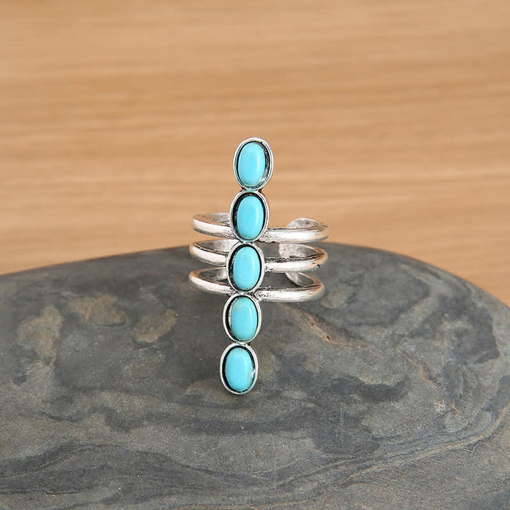 Anillo de aleación con rayas turquesas de Bohemia de Olivenorma