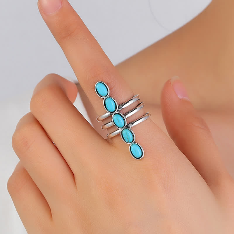 Anillo de aleación con rayas turquesas de Bohemia de Olivenorma