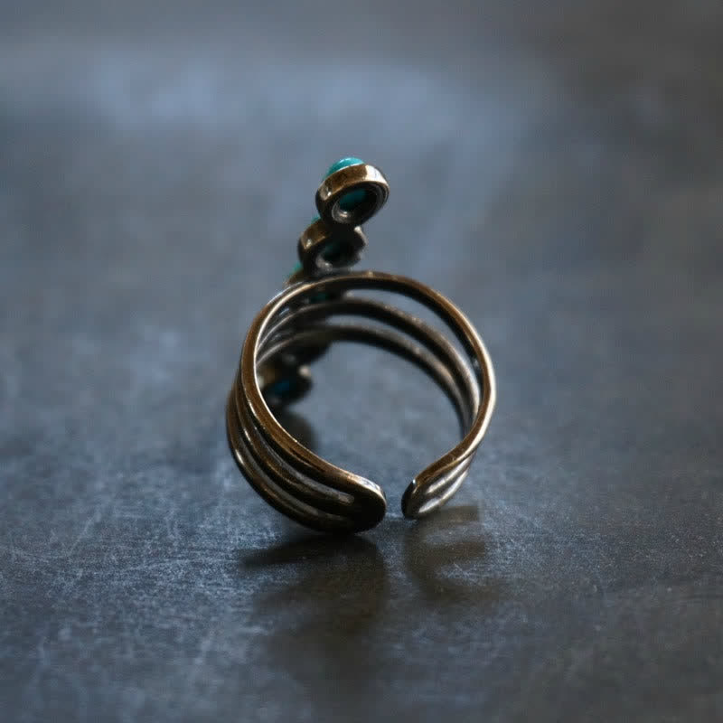 Anillo de aleación con rayas turquesas de Bohemia de Olivenorma