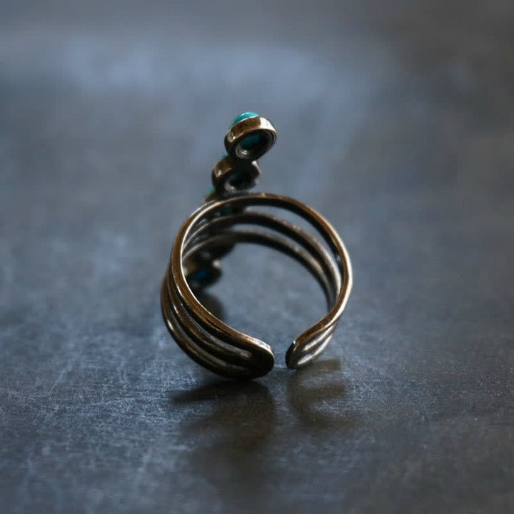 Anillo de aleación con rayas turquesas de Bohemia de Olivenorma