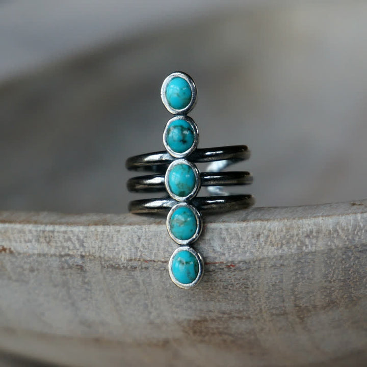 Anillo de aleación con rayas turquesas de Bohemia de Olivenorma
