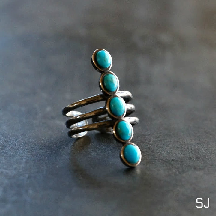 Anillo de aleación con rayas turquesas de Bohemia de Olivenorma