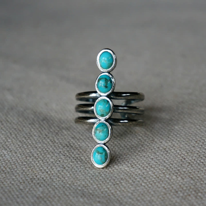 Anillo de aleación con rayas turquesas de Bohemia de Olivenorma