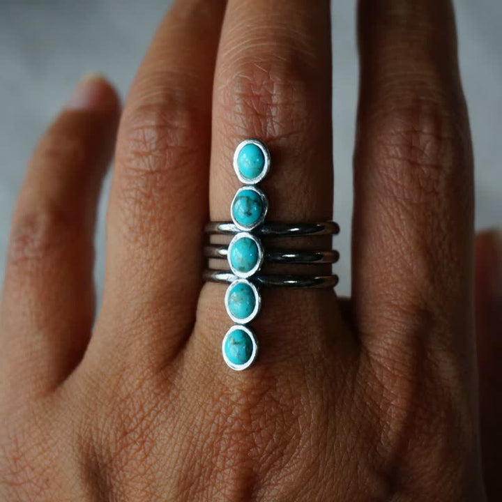 Anillo de aleación con rayas turquesas de Bohemia de Olivenorma