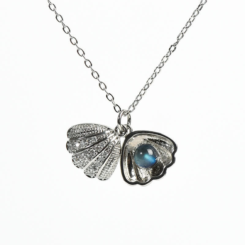 Collar con colgante de concha de labradorita y guisante de Olivenorma , conjunto de joyas con copos de nieve