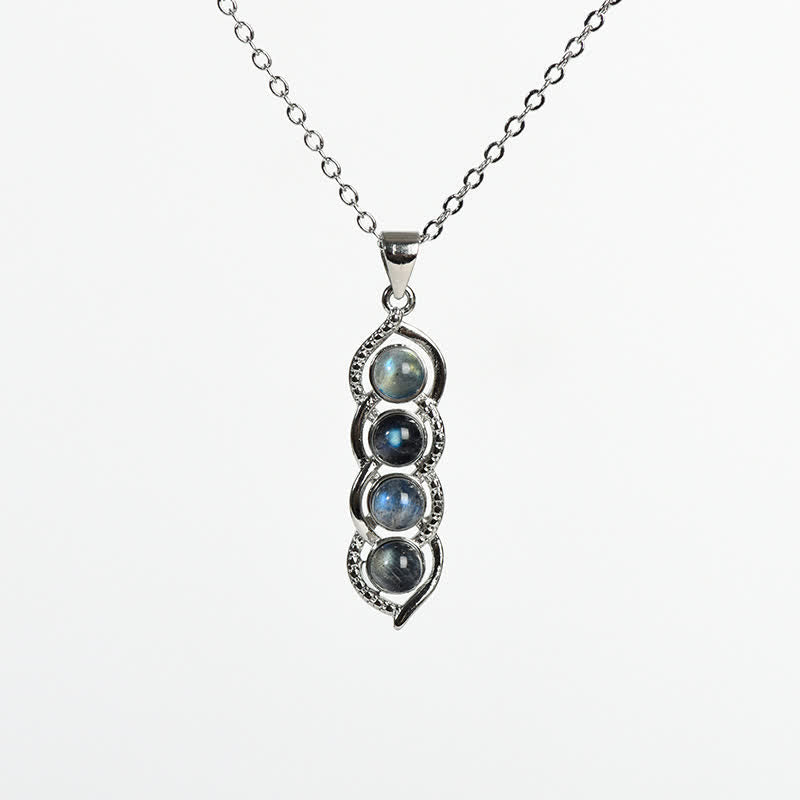 Collar con colgante de concha de labradorita y guisante de Olivenorma , conjunto de joyas con copos de nieve