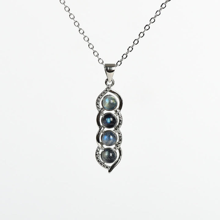 Collar con colgante de concha de labradorita y guisante de Olivenorma , conjunto de joyas con copos de nieve