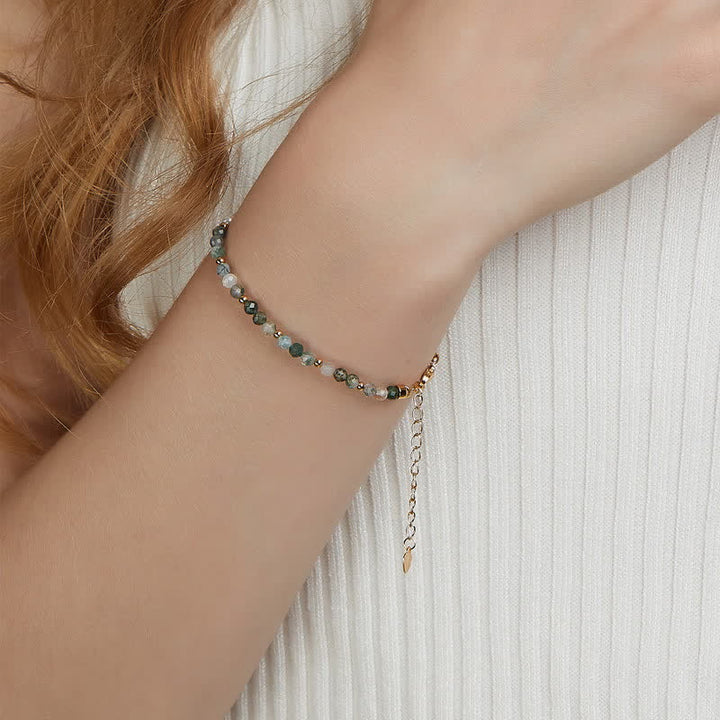 Conjunto de joyería con collar y pulsera de perlas de agua dulce de ágata musgosa de Olivenorma