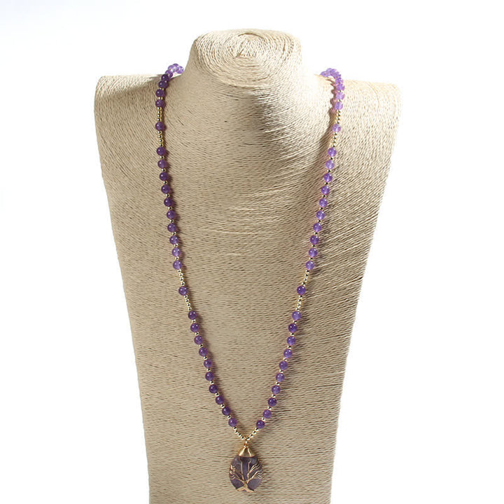 Collar con colgante de árbol de la vida y cuentas de piedra de Olivenorma