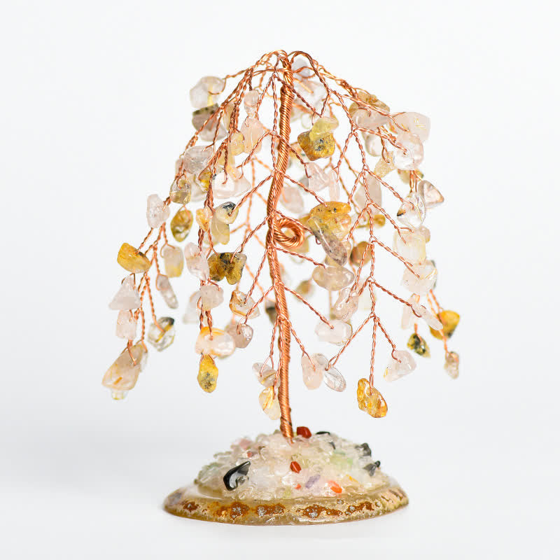 Árbol de sauce con base de cristal natural de Olivenorma para Feng Shui