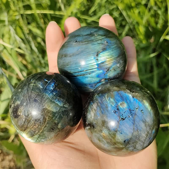 Esfera de cristal de labradorita natural de Olivenorma
