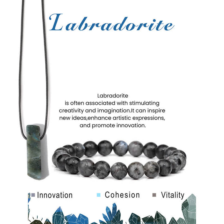 Conjunto de joyería con colgante y pulsera de cuentas de piedra natural Olivenorma