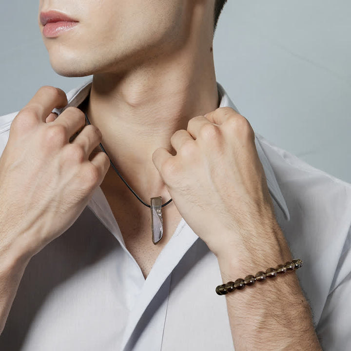 Conjunto de joyería con colgante y pulsera de cuentas de piedra natural Olivenorma