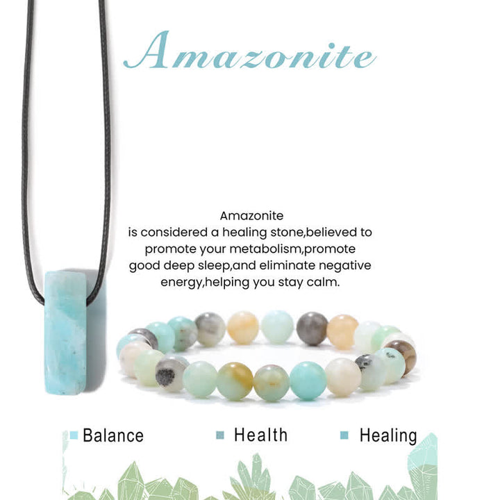 Conjunto de joyería con colgante y pulsera de cuentas de piedra natural Olivenorma