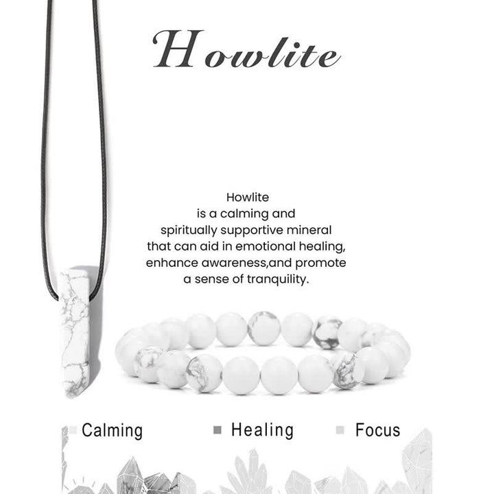 Conjunto de joyería con colgante y pulsera de cuentas de piedra natural Olivenorma