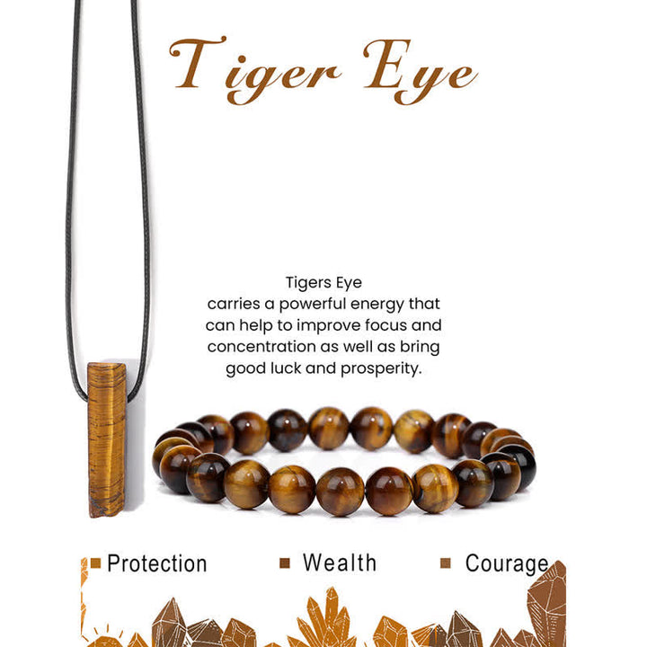 Conjunto de joyería con colgante y pulsera de cuentas de piedra natural Olivenorma