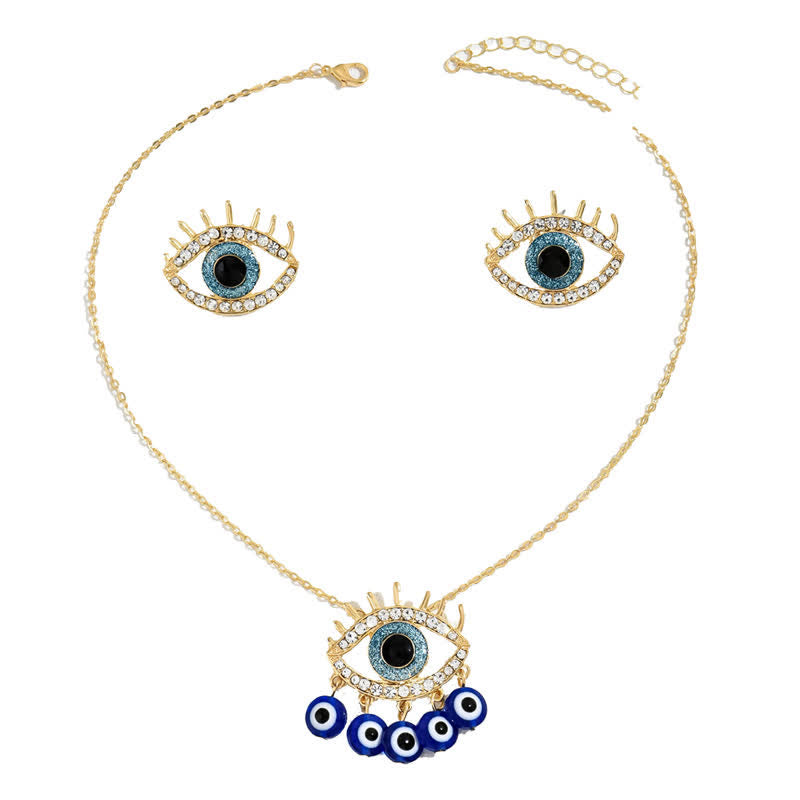 Joyas de ojo malvado con topacio azul y circonita blanca de Olivenorma