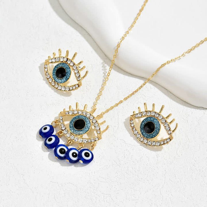 Joyas de ojo malvado con topacio azul y circonita blanca de Olivenorma