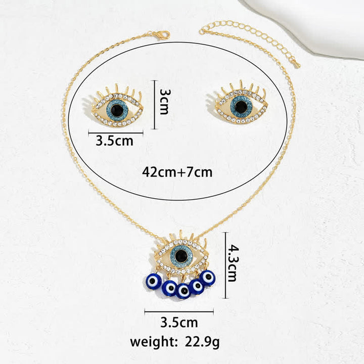 Joyas de ojo malvado con topacio azul y circonita blanca de Olivenorma