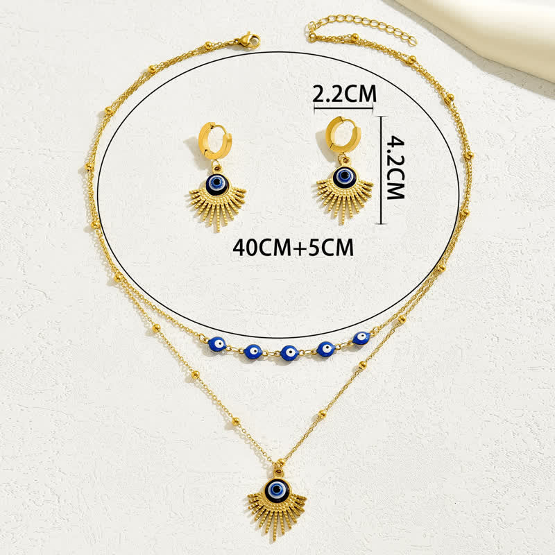 Conjunto de collar y pendientes con ojo malvado azul de Olivenorma