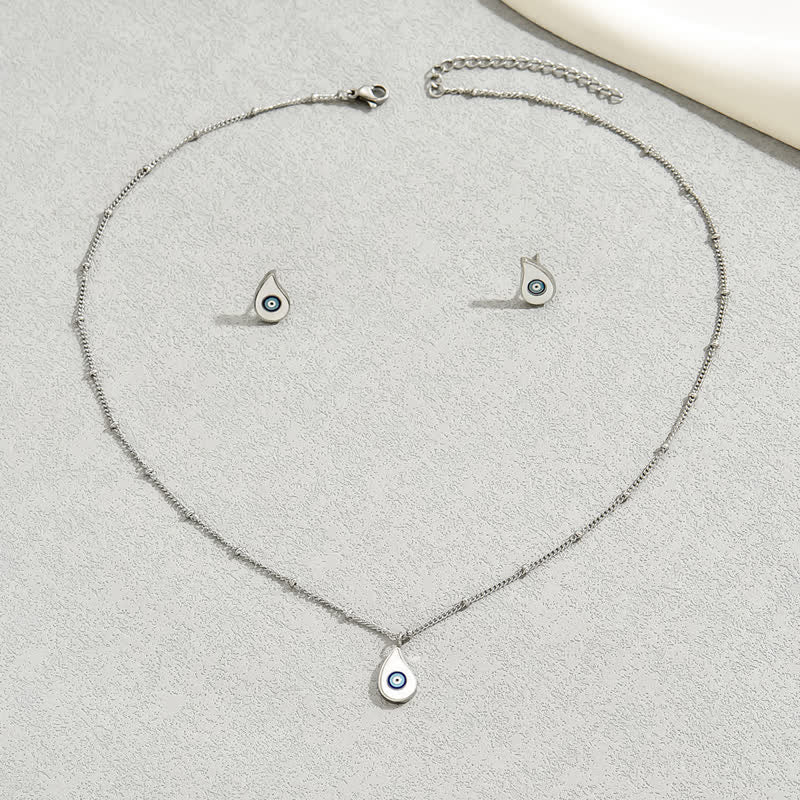 Conjunto de collar y pendientes con ojo malvado azul de Olivenorma