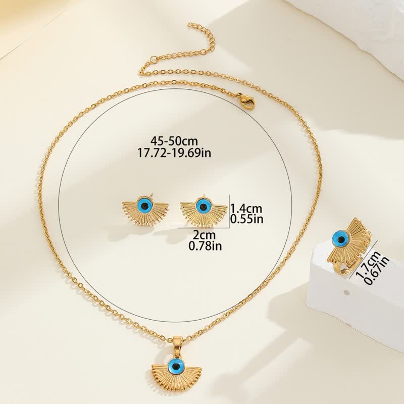 Conjunto de joyas con colgante de ojo malvado azul estilo hip hop de Olivenorma