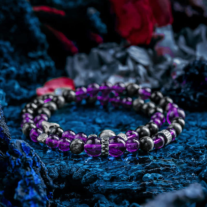 Pulsera de cuentas de amatista natural para hombre de Olivenorma 