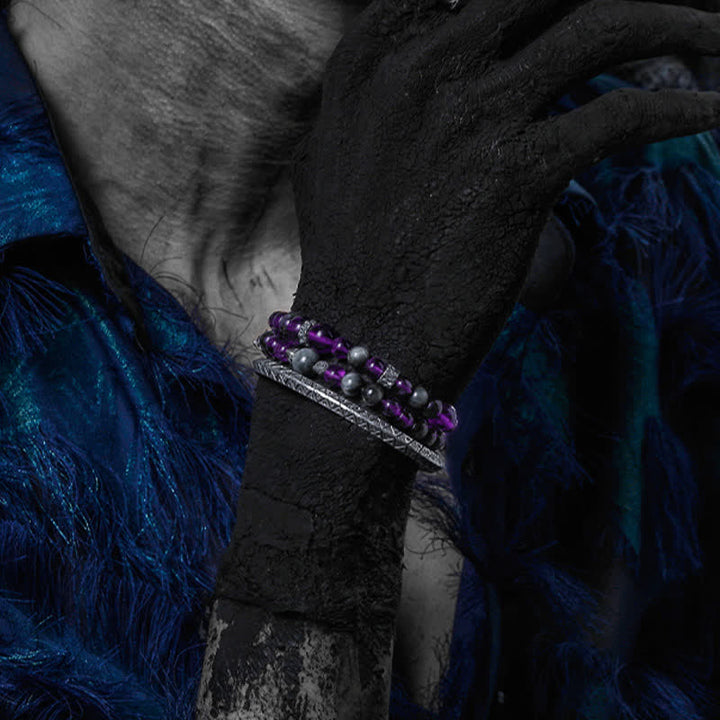 Pulsera de cuentas de amatista natural para hombre de Olivenorma 