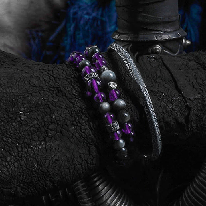 Pulsera de cuentas de amatista natural para hombre de Olivenorma 