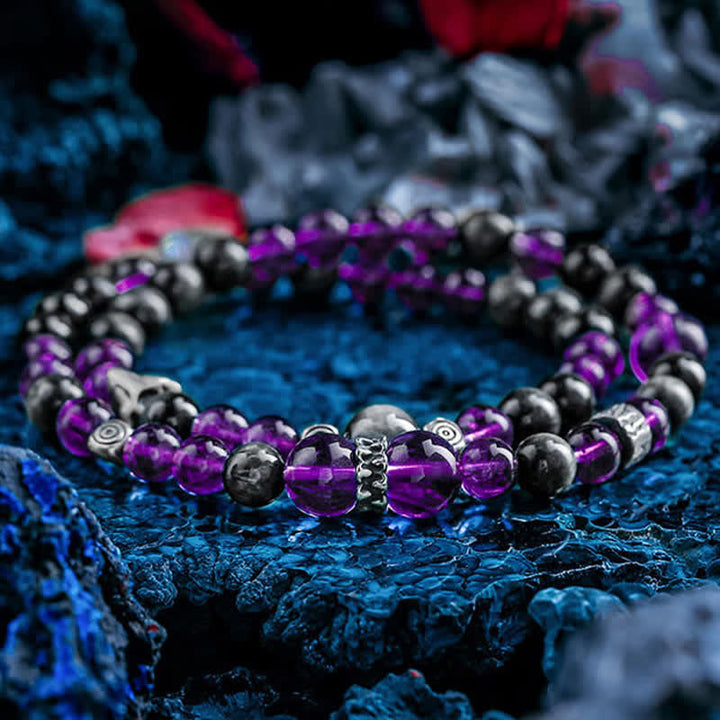 Pulsera de cuentas de amatista natural para hombre de Olivenorma 