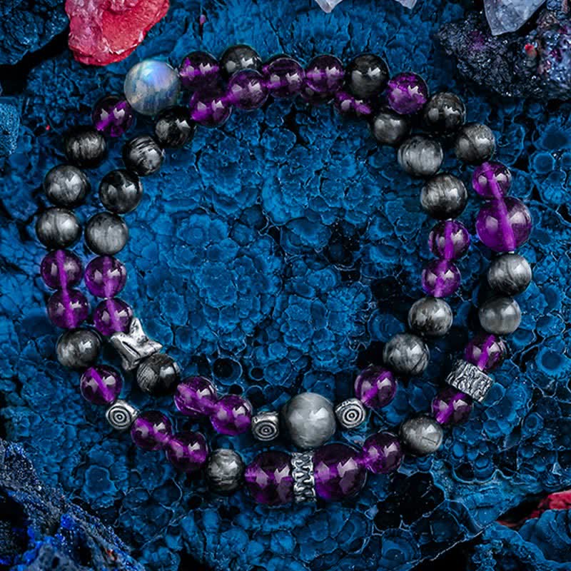 Pulsera de cuentas de amatista natural para hombre de Olivenorma 