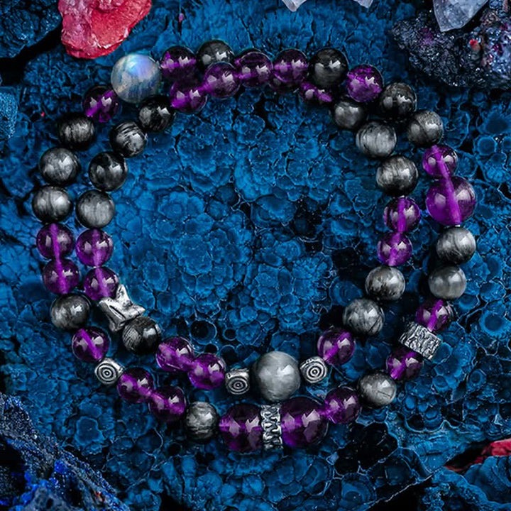 Pulsera de cuentas de amatista natural para hombre de Olivenorma 