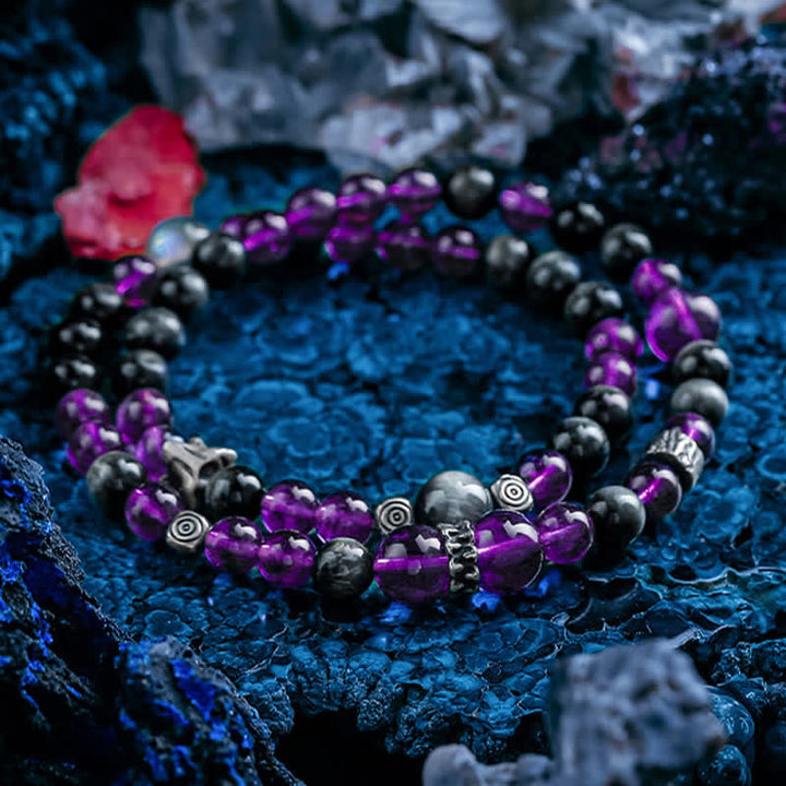 Pulsera de cuentas de amatista natural para hombre de Olivenorma 