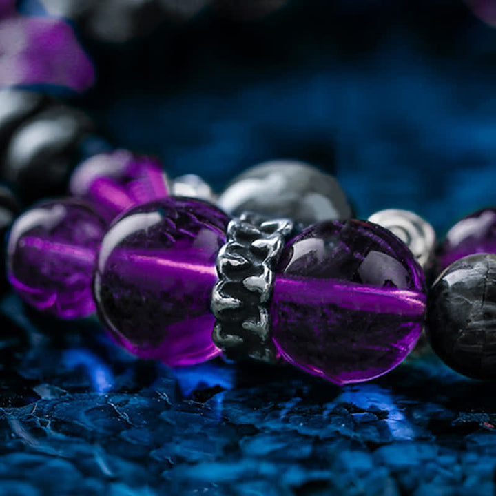 Pulsera de cuentas de amatista natural para hombre de Olivenorma 