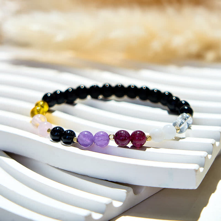 Pulsera de cuentas de cristal de obsidiana natural de 6 mm de Olivenorma 