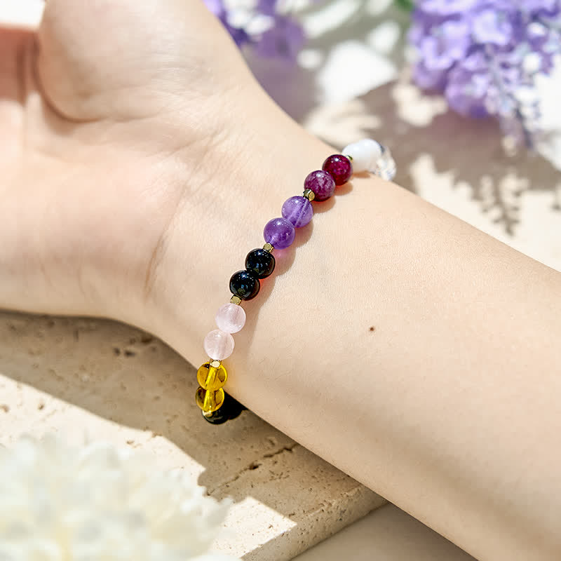 Pulsera de cuentas de cristal de obsidiana natural de 6 mm de Olivenorma 