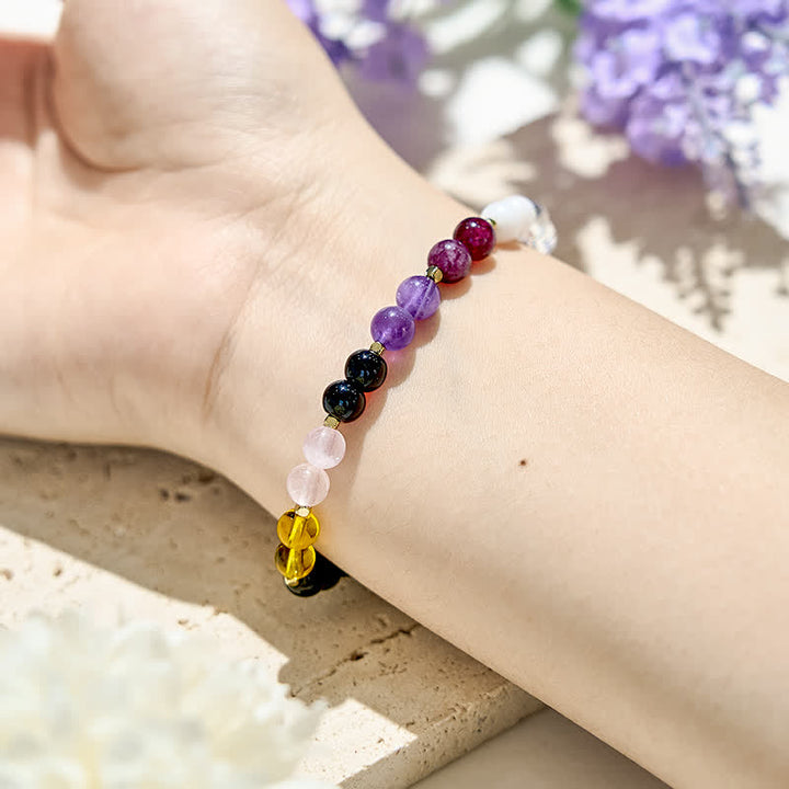 Pulsera de cuentas de cristal de obsidiana natural de 6 mm de Olivenorma 