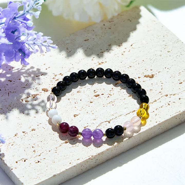 Pulsera de cuentas de cristal de obsidiana natural de 6 mm de Olivenorma 