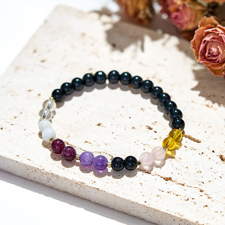 Pulsera de cuentas de cristal de obsidiana natural de 6 mm de Olivenorma 