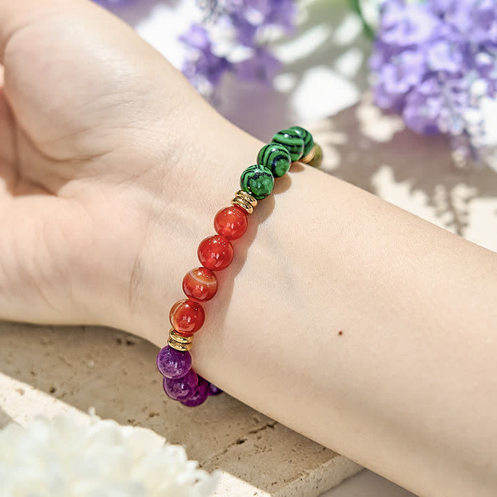 Pulsera de 5 tipos de cuentas de cristal natural de Olivenorma 