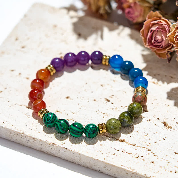 Pulsera de 5 tipos de cuentas de cristal natural de Olivenorma 
